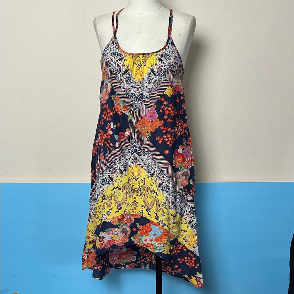 Nanette Lepore Women's Dress Spaghetti Strap colorful patio pool sundress small